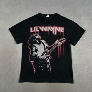 Vintage Black Lil Wayne Graphic Tee with Red Trim